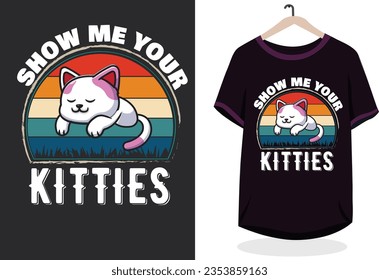 diseño vectorial de diseño de camisetas para gatos, diseño de brotes de gatos retro, diseño de tipografía para gatos t-shrit