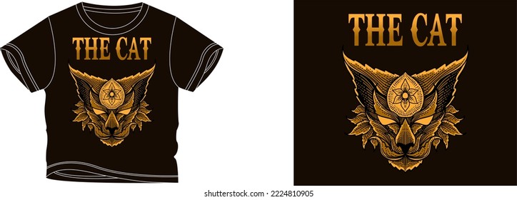 The Cat t-shirt design background color is a black and t-shirt color is a black beautiful color and beautiful design