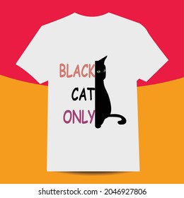 cat t-shirt design. Black cat t-shirt design print template.