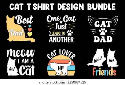 Cat t-shirt design bundle, Cat t-shirt set, trendy cat vector t-shirt, cat silhouette set	