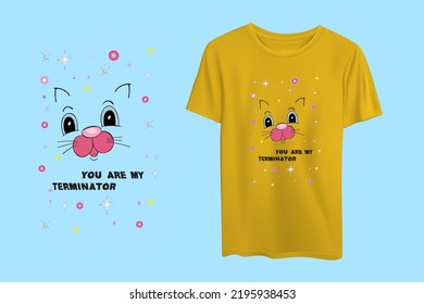Cat t-shirt design. Cat face. cat vector. 