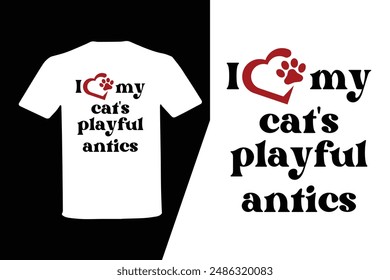 Cat T-Shirt Design for International Cat Day Vector Illustration