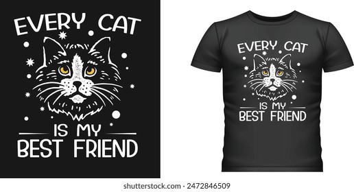 Cat T-shirt Design Print Ready File