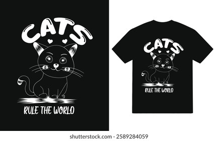 Cat T-shirt Design, Printing T-shirt Design, Lettering, Cat T-shirt, Poster, Vector Template Illustration, Funny Cat T Shirt Design, Typography T-Shirt Design.