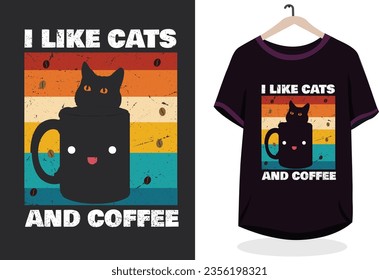 Cat t-shirt design reatro vintage teamplate design vector idea