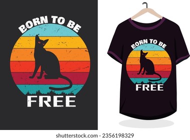 Cat t-shirt design reatro vintage teamplate design vector idea