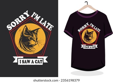Cat t-shirt design reatro vintage teamplate design vector idea