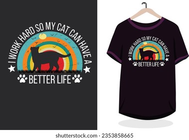 Cat t-shirt design, retro cat t-shirt design, typography cat t-shirt deisgn, funny cat quotes t-shirt design