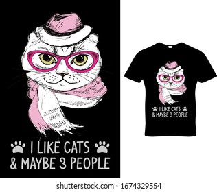 Cat t-shirt design template vector.