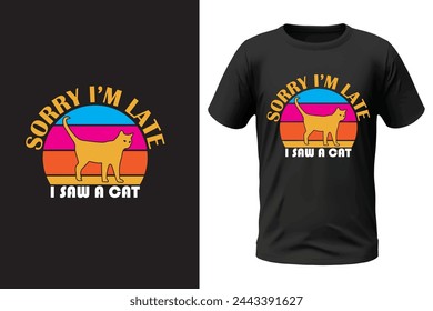 Diseño de camiseta de gato y archivo vectorial