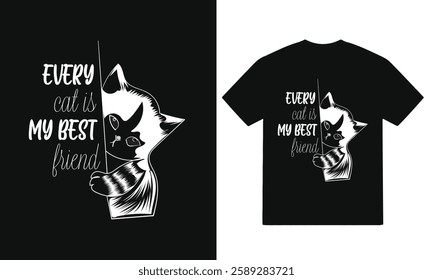 cat t-shirt vector file, cat lover t-shirt design