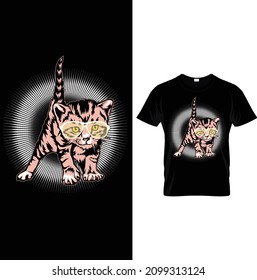 Cat T-shirt.Vector illustration.T-shirt graphics Can be used for print, children wear, Baby shower celebration and poster.Cat label.Cat logo.