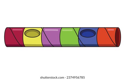 Cat tunnel. Collapsible toy colorful tube. Hiding and resting place for indoor pet. Isolated on white background.
