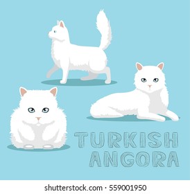 Cat Turkish Angora Cartoon Vector Illustration