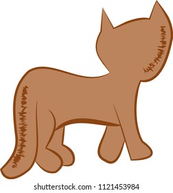 Cat Turns Its Back Vector Illustration