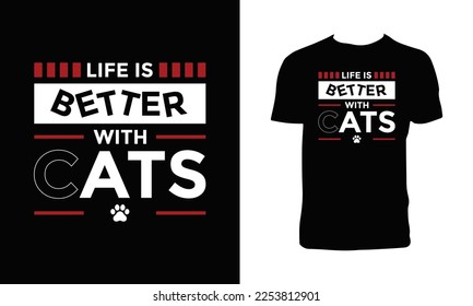 Cat Typographic And Calligraphic T Shirt Design 