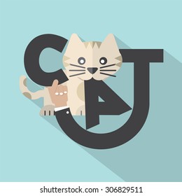 Cat Typography Design Vector Illustration