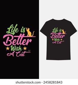 Cat typography t shirt design