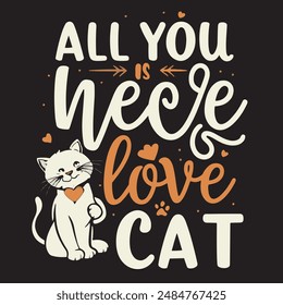 Cat Typography t shirt design. 