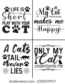 cat typography, vector, illustration bundle design 