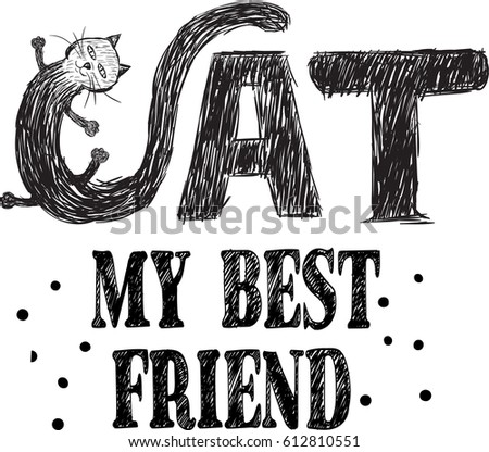 cat typography vector illustrationchildrens