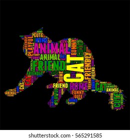 Cat Typography word cloud colorful Vector illustration