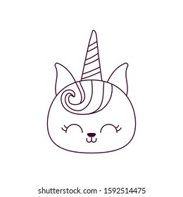 cat unicorn cartoon design, Kawaii expression cute character funny and emoticon theme Vector illustration