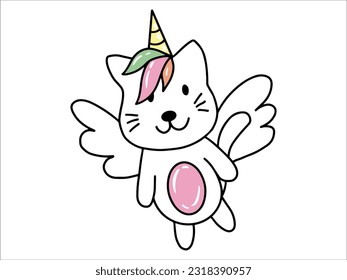 Cat Unicorn Cartoon Rainbow illustration