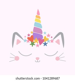 cat unicorn cute illustration - card and shirt design