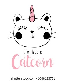 Cat unicorn / Textile graphic t shirt print / Vector illustration design