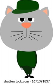 Cat in uniform, illustration, vector on white background.