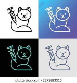 Cat vaccination thin line icon. Veterinary clinic, treatment injection. Vector illustration.