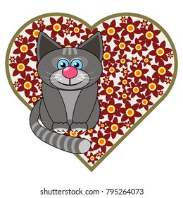 Cat and valentine. Vector illustration for Valentine's day.