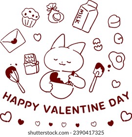 Cat valentine's day illustration set
