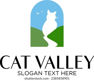  cat valley idea vector logo design