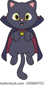 Cat vampire wearing cape vector illustration