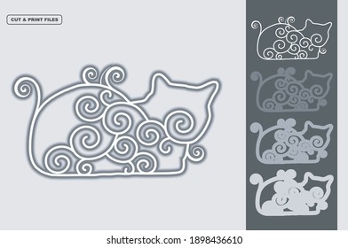 Cat Vector 3D Layered Eps 10