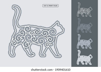 Cat Vector 3D Layered Eps 10