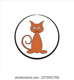cat vector animal circle logo 