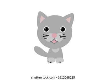 cat vector, vector art, hand drawn kitty vector, cute grey cat vector, hand drawing, digitally created on a tablet