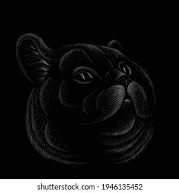 Cat vector art illustration T-shirt apparel tattoo design or outwear.  Cute print style kitten background. This hand drawing would be nice to make on the black fabric or canvas.