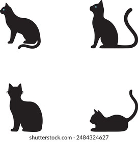 cat vector art Silhouette style, with white background
