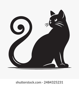 cat vector art Silhouette style, with white background