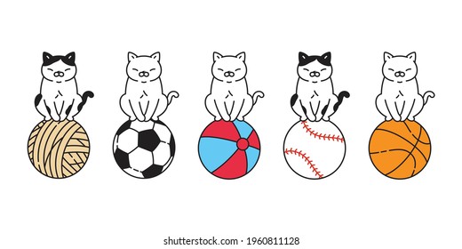 personaje de gato kitten caricatura ilustración de la raza de la pelota deportiva