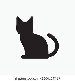 Cat vector black color silhouette white background