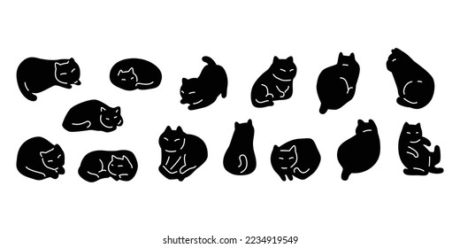 cat vector black kitten icon calico cartoon character pet breed logo stamp symbol tattoo doodle animal illustration isolated design