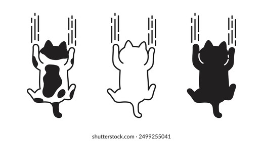 cat vector black kitten scratch hanging calico neko icon pet cartoon character munchkin illustration symbol clip art isolated