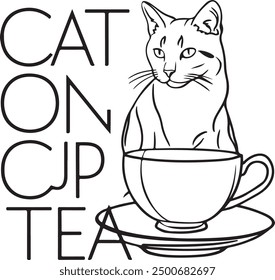 Cat vector black and white illustration