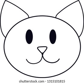 cat vector black and white line illustration