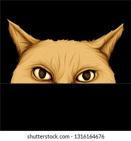 Cat vector with brown color, look half face like stalking